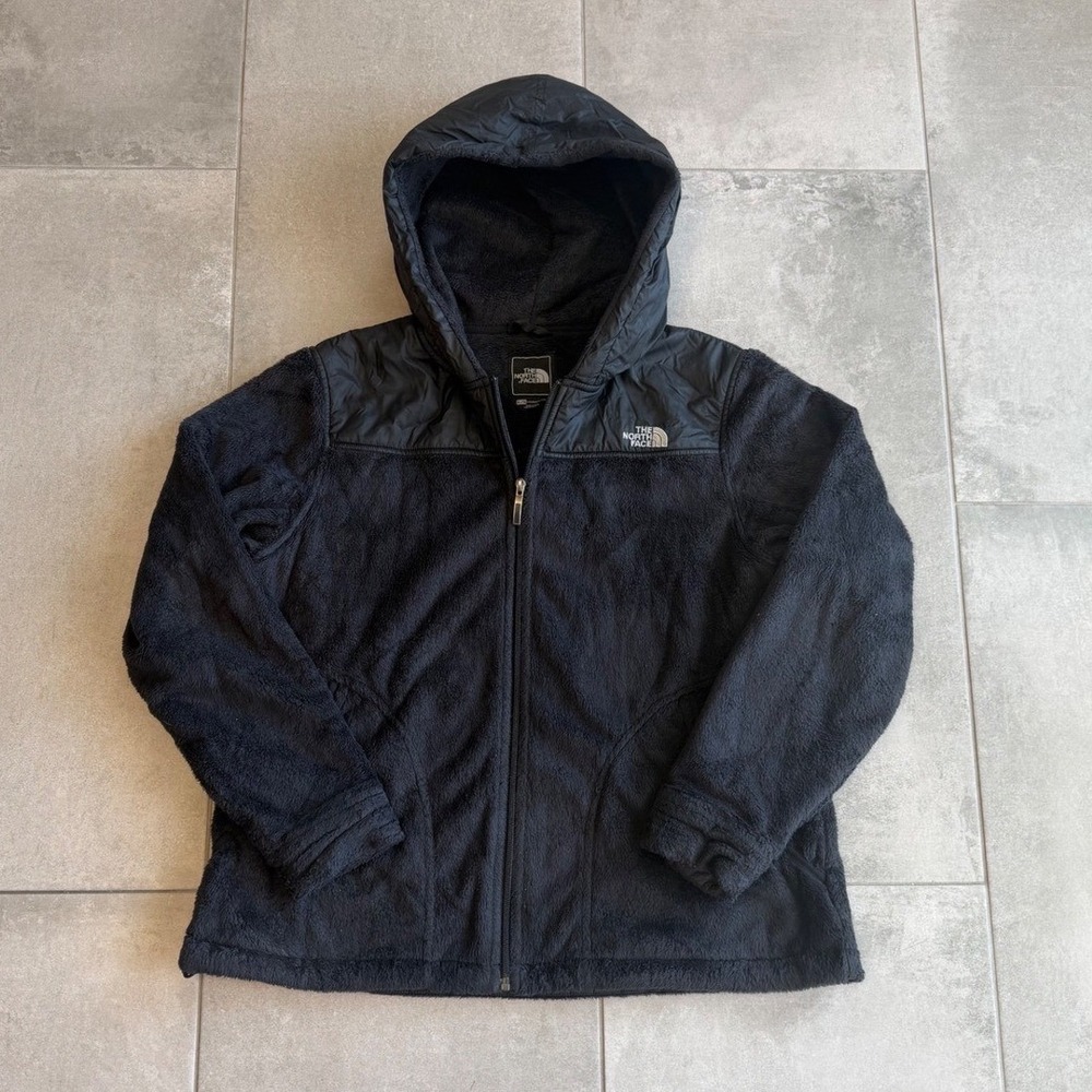 The North Face Black Osito Hooded Fleece Jacket Womens XL Full Zip Denali Style